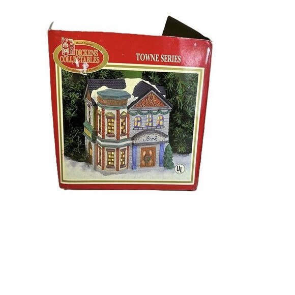 Dickens Collectibles Towne Series Lighted Bank Building w/ Box - Picture 1 of 5
